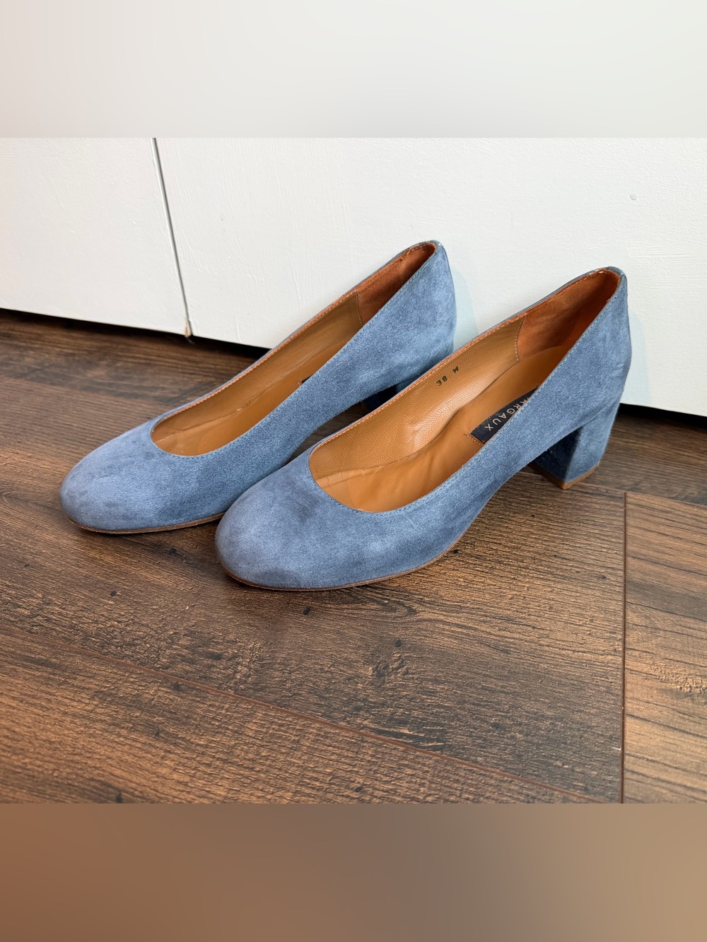 Margaux “The Heel” Blue Grey Suede Pumps Size 38EU